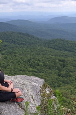 Kim Palmer looking out over the Blue Ridge Mountains