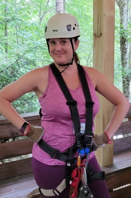 KimPalmer suited up to go ziplining in North Carolina