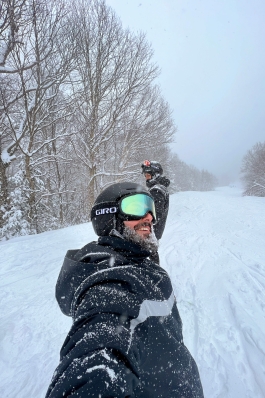 Pablo Rojas snowboarding at Jay Peak, VT