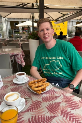 A photo of Dylan at a restaurant in Barcelona