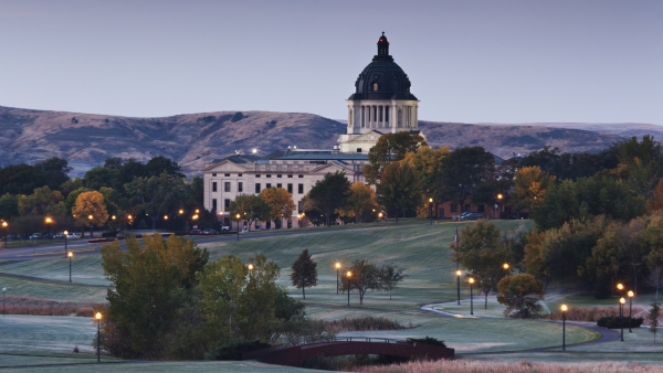A photo of the capitol building in Pierre.
