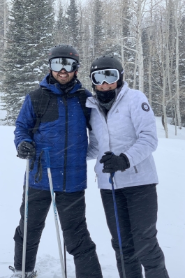 Andrew Cantrell in ski gear in the snow