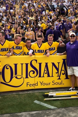 Vito Zuppardo on the field at an LSU football game in Baton Rouge