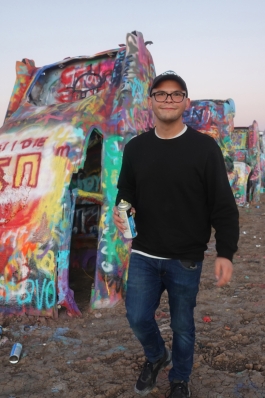 Mike Brock at Cadillac Ranch in Amarillo, Texas