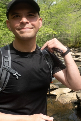 Mike Brock along a stream in the Great Smoky Mountains