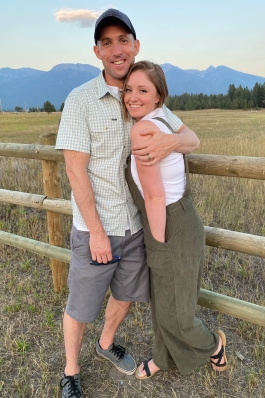 Cory Hainer hugging his wife