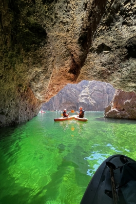 A photo of kayaking in a cave