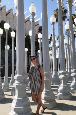 A photo of Nicole near lamp posts in LA.