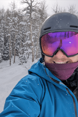 A photo of Josh snowboarding in Utah.