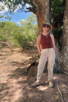 Christie under a tree in South Africa