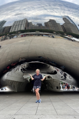A photo of Missy posing with the Chicago Bean.