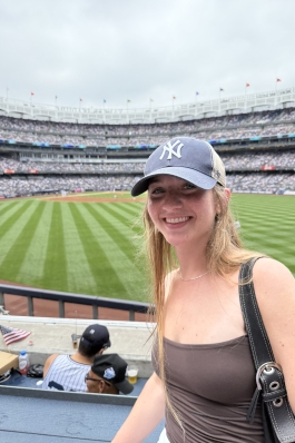 A photo of Layne at a Yankees game.